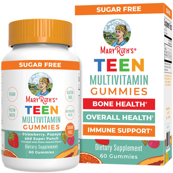 MaryRuth's Teen Multivitamin Gummies, Vegan, Sugar Free, Non-GMO, 60 Count