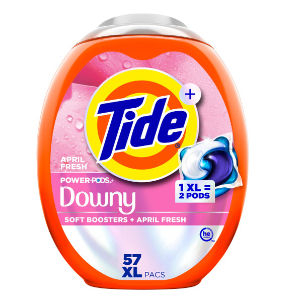 Tide Power PODs + Downy Laundry Detergent Pods, 57 Count, Soft Boosters + April Fresh