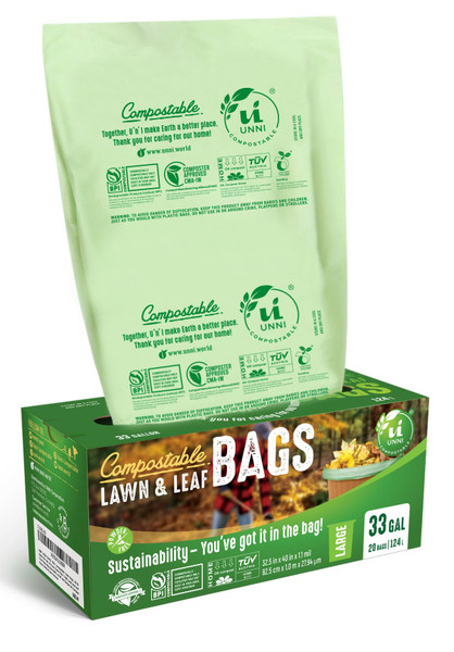 UNNI 30-33 Gallon Compostable Bags, 40 Count, 124 L, Extra Thick 1.1 Mil