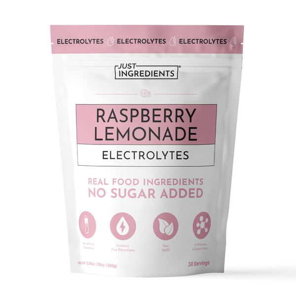 JUST INGREDIENTS Raspberry Lemonade Electrolyte - No Sugar - 30 Servings