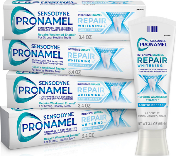 Sensodyne Pronamel Intensive Enamel Repair Toothpaste for Sensitive Teeth and Cavity Protection, Whitening Toothpaste to Strengthen Enamel, Arctic Breeze - 3.4 Ounces x 4