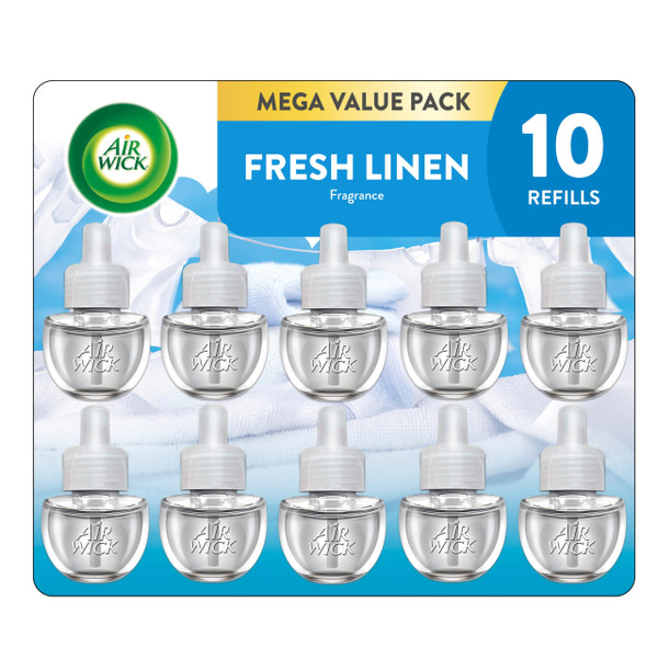 Air Wick Plug-In Scented Oil Refills, 10 Count, Fresh Linen, Air Freshener, Essential Oils, Eco Friendly