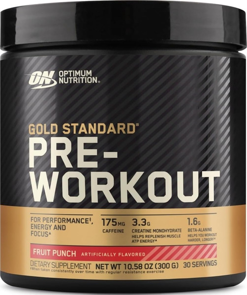 OPTIMUM NUTRITION Gold Standard Pre-Workout with Creatine, Beta-Alanine, and Caffeine for Energy, Flavor: Fruit Punch, 30 Servings