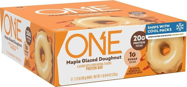 ONE Maple Glazed Doughnut Protein Bars, 20g Protein, Gluten Free, 12 ct