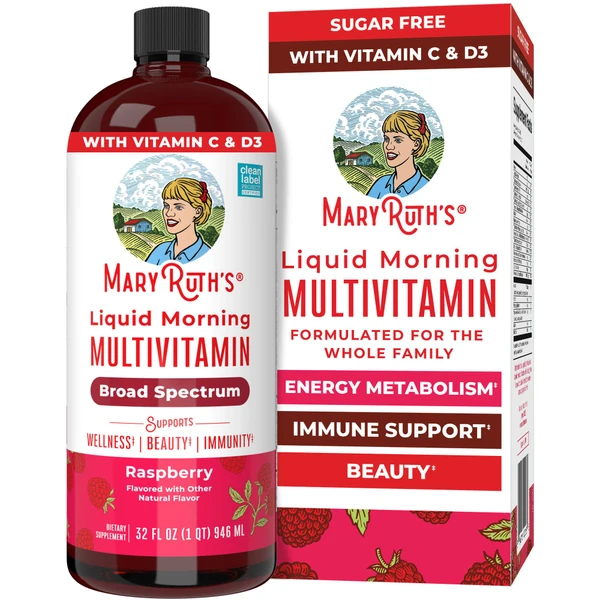 MARYRUTH'S Liquid Morning Multivitamin for Women, Men & Kids, 32 Servings