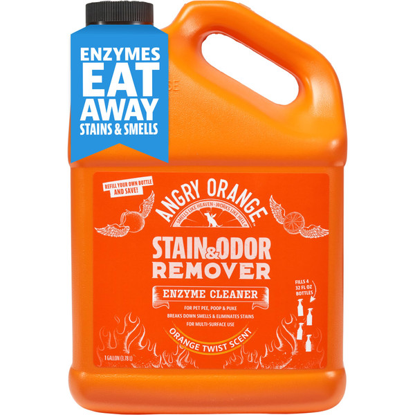 ANGRY ORANGE 1 Gallon Enzyme Cleaner and Deodorizer, Pet Stain and Odor Remover for Dog & Cat Urine and Stains - Citrus, Made in USA