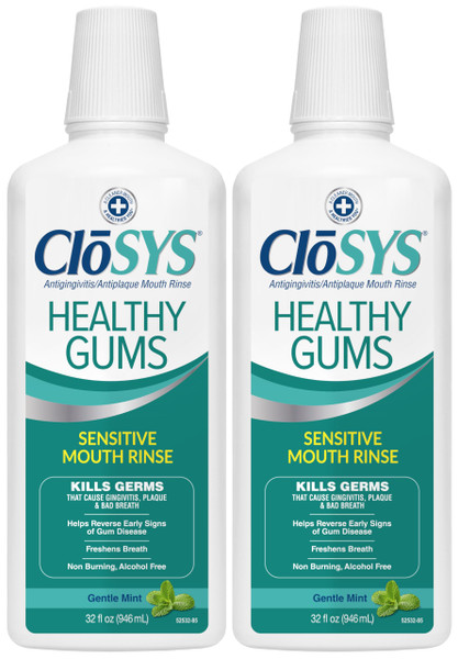 CloSYS Healthy Gums Mouthwash 32 Fl Oz, 2 Pack, Anti-Gingivitis Mouthwash