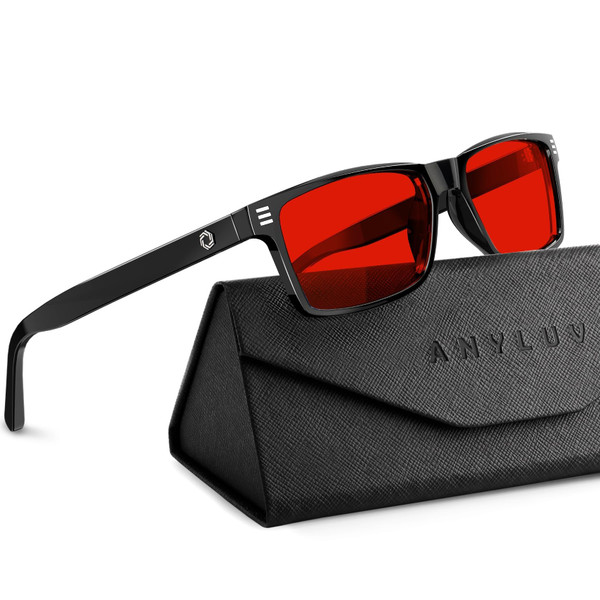 ANYLUV Blue Light Glasses for Sleep, 99.9% Blue Green Light Blocking with Red Lens, Red Glasses Eye Strain Relief Eye Protection