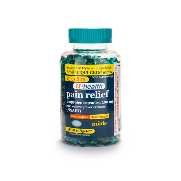 A+Health Mini Ibuprofen 200 Mg Softgels, Pain Reliever, 500 Count