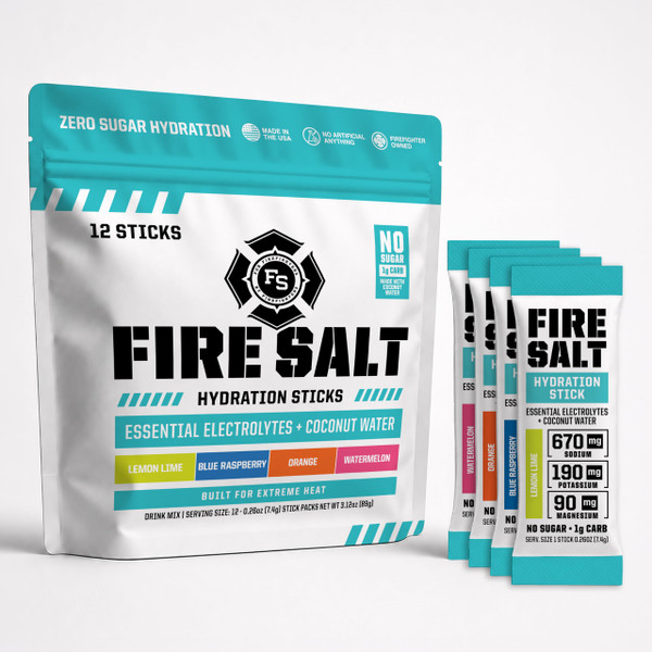 Fire Salt 4 Flavor Starter Kit Hydration Sticks, Zero Sugar, 12 Count