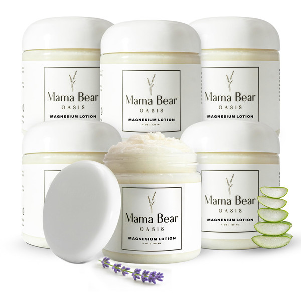 Mama Bear Oasis Magnesium Cream - Magnesium Lotion for Feet (Pack of 6)
