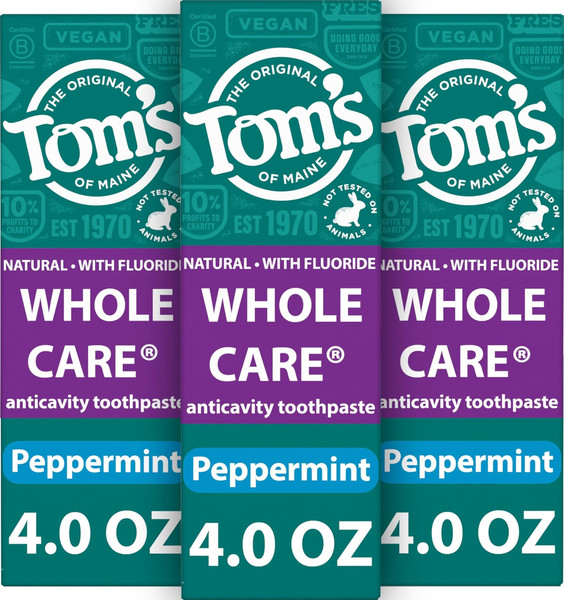 Tom's of Maine Whole Care Natural Anticavity Fluoride Toothpaste 3 Pk, 4 oz