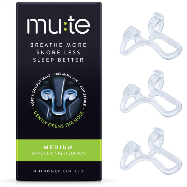 Rhinomed Mute Nasal Dilators for Sleep, Snoring Solution, Medium, 3 Pack