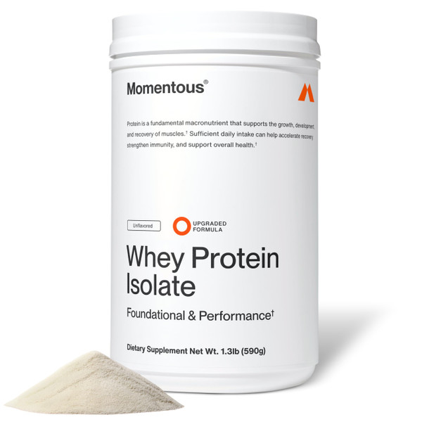 Momentous Grass-Fed Whey Protein Isolate Powder, 20g, Unflavored