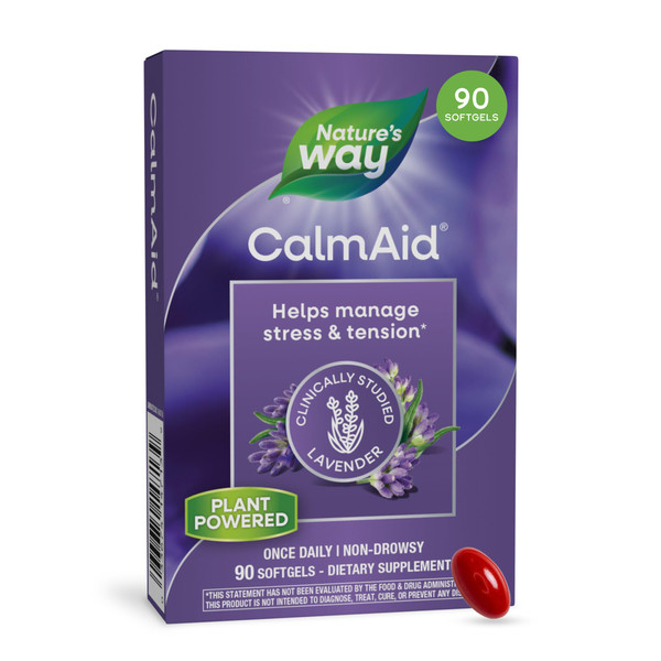 Nature's Way CalmAid Lavender Oil Supplement, Calm & Stress Support*, 90 ct