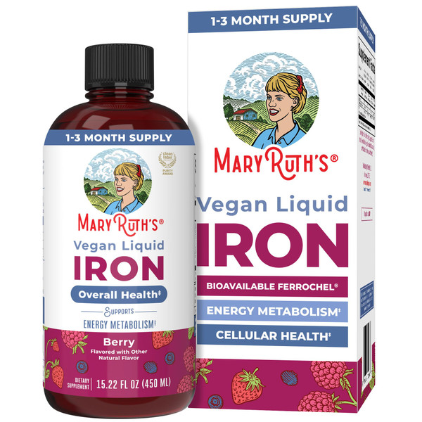 MaryRuth's Liquid Iron Supplement for Women Men & Kids, 15.22 Fl Oz, Vegan