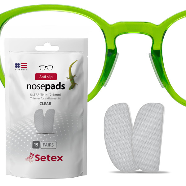 Setex Gecko Grip Ultra-Thin 0.6mm Anti Slip Eyeglass Nose Pads 15 Pr. Clear