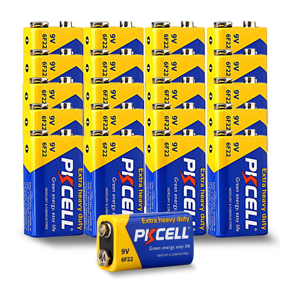 PKCELL 9V Batteries 100 Pack 9 Volt Battery for Smoke Alarms
