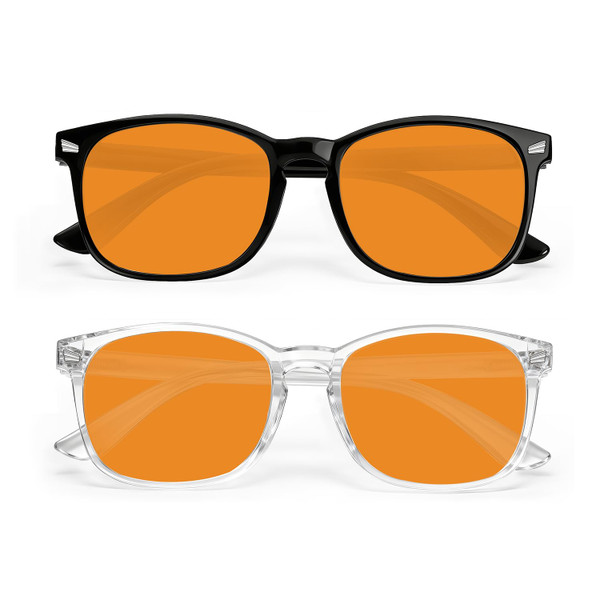 WINTOO Blue Light Glasses for Woman Men, 99% Blocking Square Frame 2 Pairs