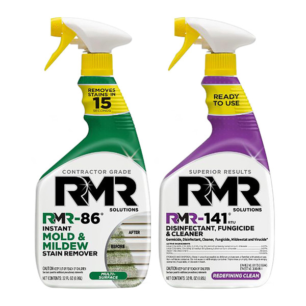 RMR Brands DIY Mold & Stain Remover Bundle, Complete Mold Killer & Mildew Prevention Kit, Disinfectant Spray, Includes 2-32 fluid ounce Bottles