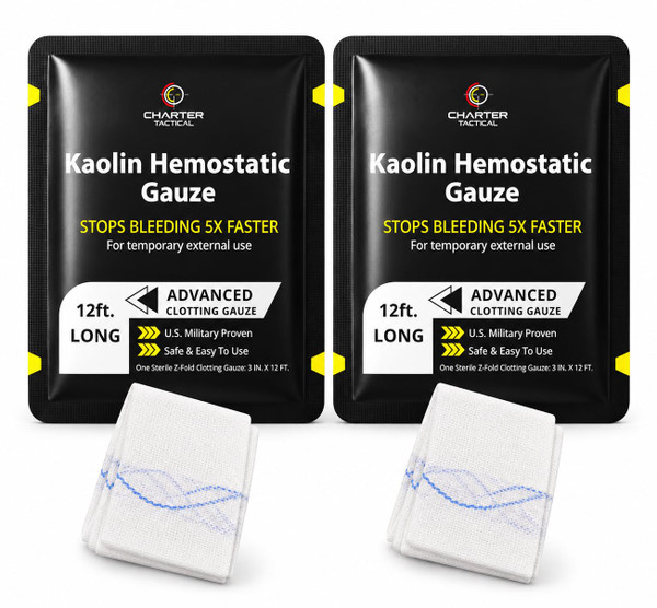 Advanced Koalin Hemostatic Gauze for Blood Clotting & Wound Packing - 2 PK