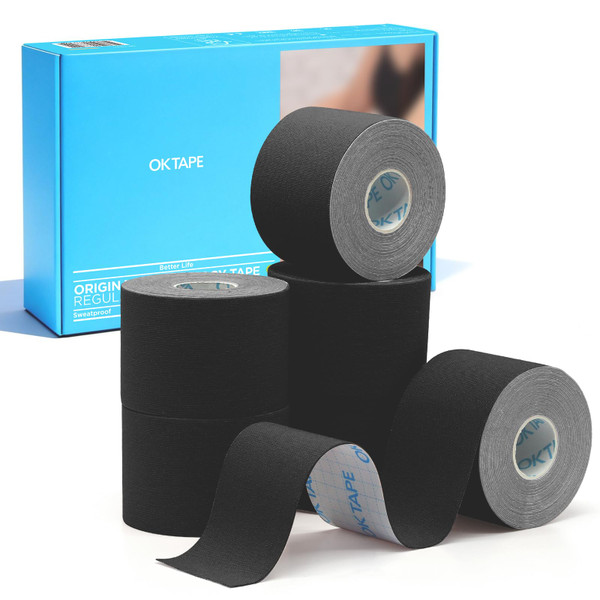 OK TAPE Kinesiology Tape (6 Pack) Latex Free Cotton Uncut 2in x 16.4ft