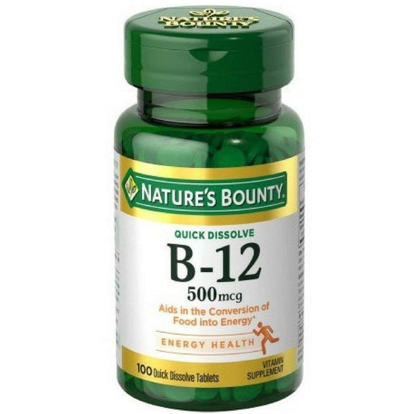Nature's Bounty Vitamin B-12 500 mcg Microlozenges 100 ea (Pack of 6)