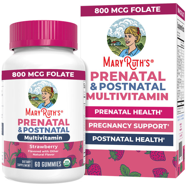 MARYRUTH'S Organic Prenatal Vitamins for Women Gummies, 30 Servings