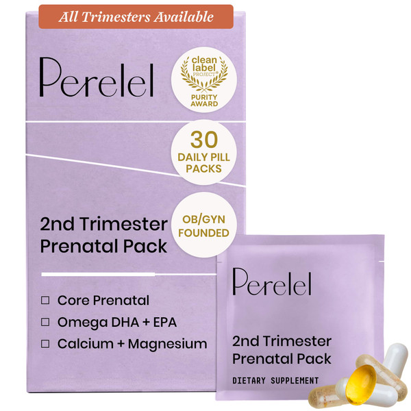 Perelel 2nd Trimester Prenatal Vitamins for Women, Choline, Folate, & Iron