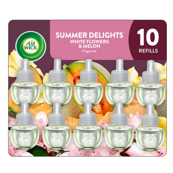 Air Wick Plug-In Scented Oil Refills, 10 Count, Summer Delights, Air Freshener, Essential Oils, Eco Friendly
