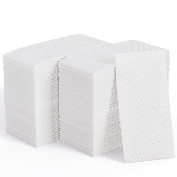 JOLLY CHEF 400 Pack Disposable Paper Napkins, Soft Bathroom Napkins Guest Disposable, 2-Ply White Paper Hand Towels for Halloween, Wedding, Thanksgiving