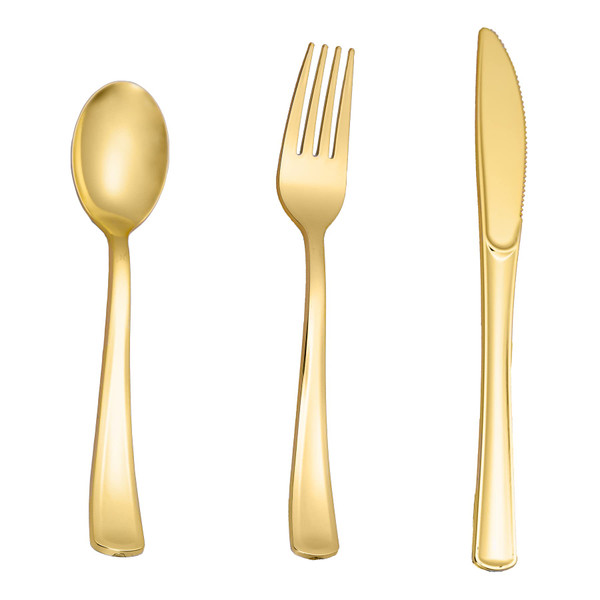 N9R 160PCS Gold Plastic Silverware, Disposable Plastic Cutlery/Utensils