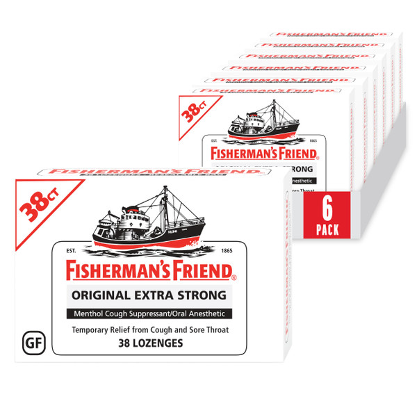 Fisherman's Friend Original Extra Strong Cough Drops, 38 Drops x 6 Pack