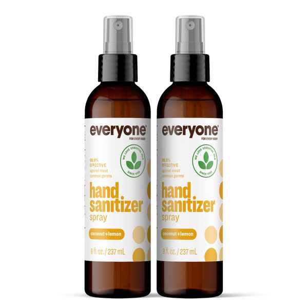Everyone Natural Hand Sanitizer Spray, Coconut Lemon, 8 oz 2-Pack