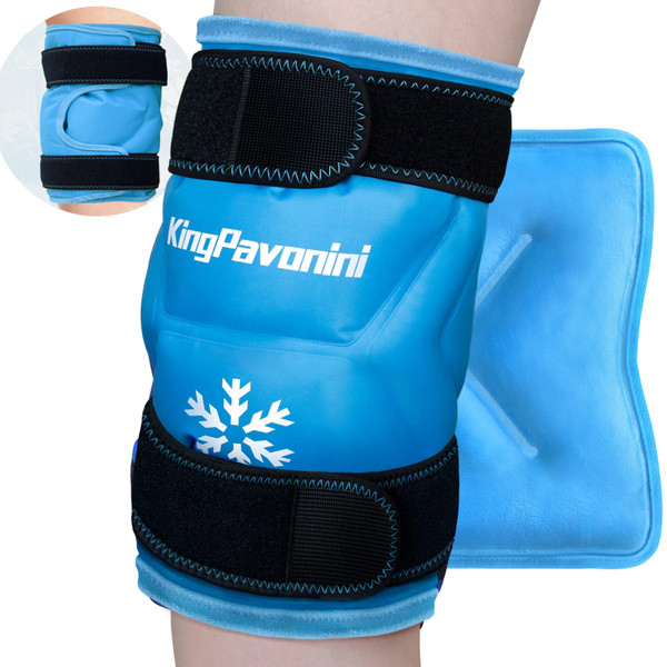KingPavonini XXL Knee Ice Pack Wrap Around Entire Knee, 1 Pack, Sky-Blue