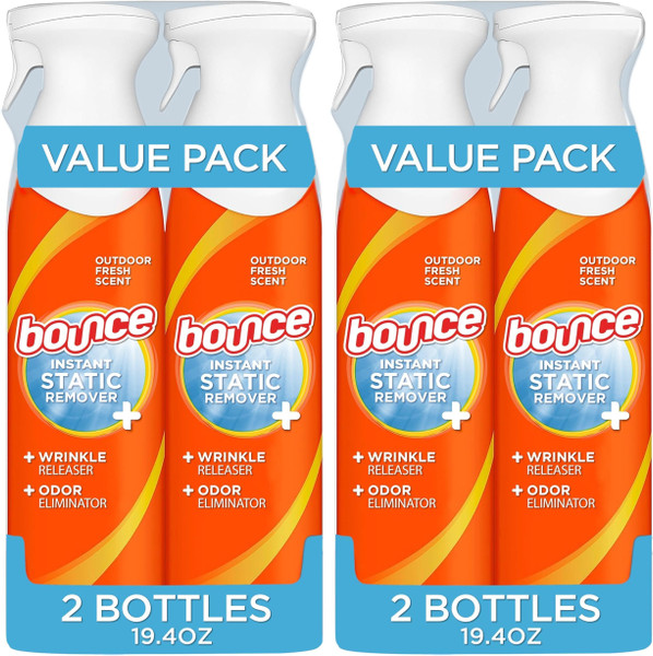 Bounce Rapid Touch-Up 3 in 1 Wrinkle Releaser Clothing Spray,Fabric Refresher,Odor Eliminator & Anti Static,9.7 ounces,(Pack of 4)