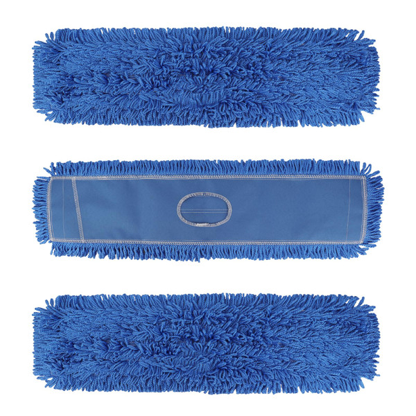 36 Inch Dust Mop Head: Replacement Medium Washable Commercial Mop Head Sweeper and Janitorial Replacement Blue (Blue - 36 Inch, 3 Pack)