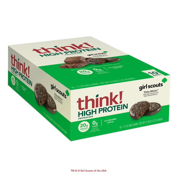 Think!, Bar Protein Thin Mint 10 Count Caddy, 2.1 Ounce