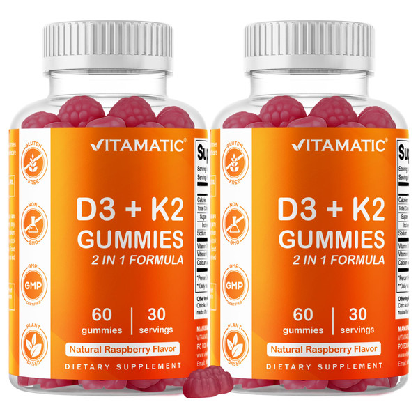 Vitamatic Vitamin D3 + K2 Gummies 60 Count - 2 Pack