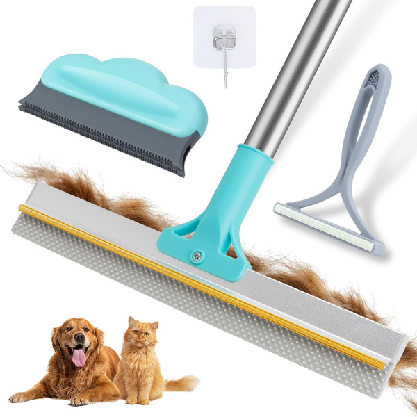 Carpet Rake for Pet Hair Removal Tool, Reusable Pet Hair Remover Broom