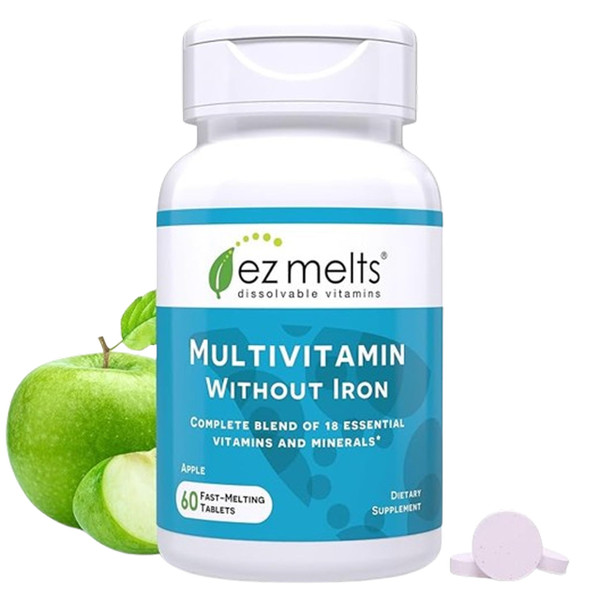 EZ Melts Dissolvable Multivitamin Without Iron, 60 Tablets, Apple