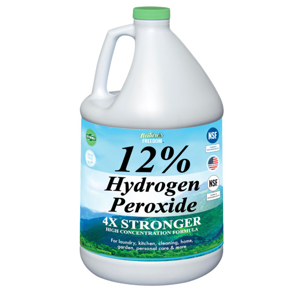Nature's Freedom 12% Hydrogen Peroxide, Food Grade H2O2 and Purified Water Only, NSF Listed, 1 Gallon Solution