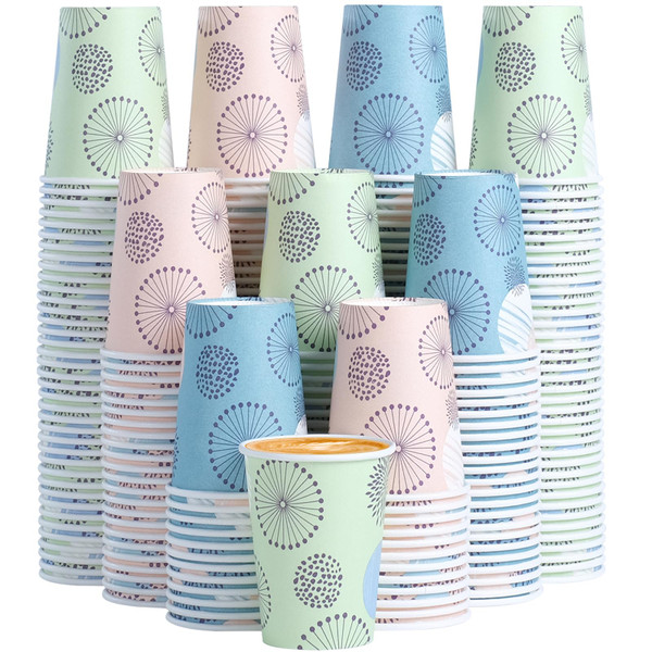 Clawsoff 300 Pack Paper Cups 8 oz, Disposable Coffee Cups 8 OZ（Colourful ）