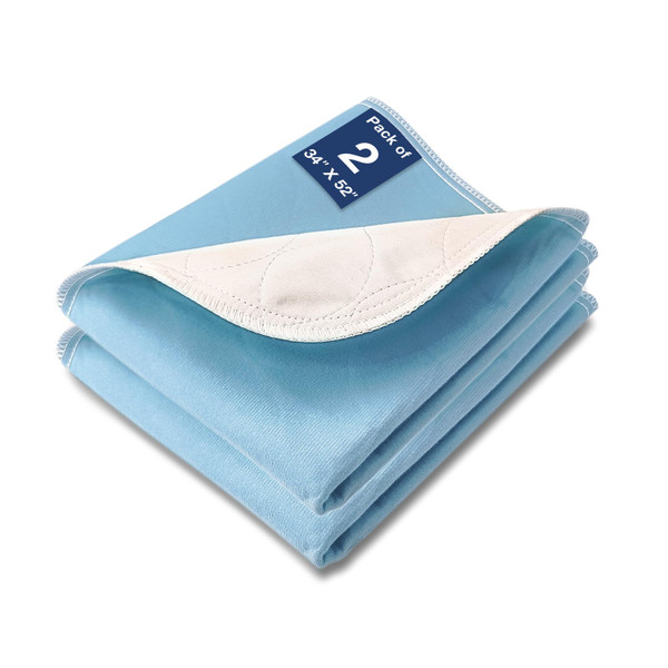 SOLOSHINE Bed Pads Washable Waterproof, 52" x 34" (2 Pack) Incontinence Bed Pads, Waterproof Mattress Protector & Washable Pee Pads, Perfect for Adults, The Elderly and Pets