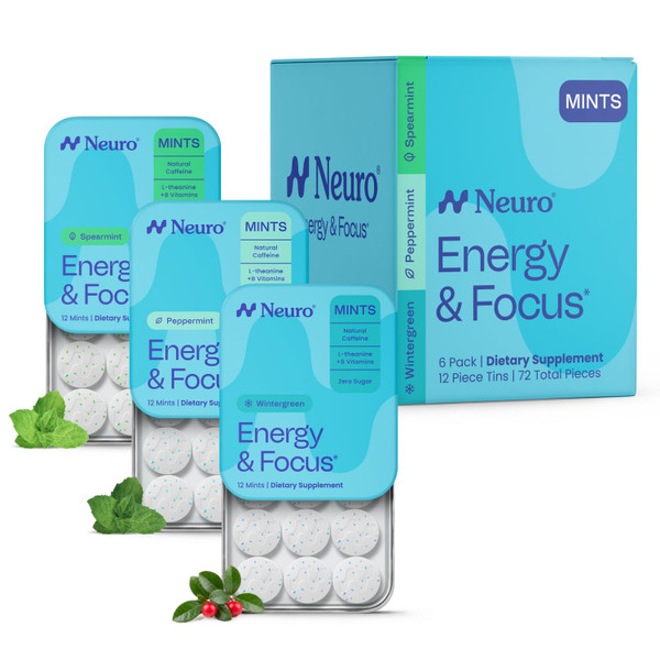 Neuro Energy & Focus Mints Variety Pack, 72 Count, 6 Pack