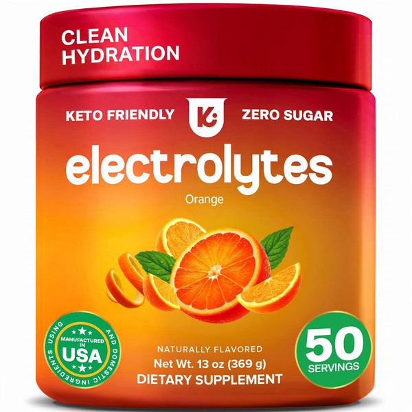 Keppi Electrolytes Powder – Orange Flavor 50 Servings – Electrolytes Powder No Sugar with Potassium, Magnesium, Sodium – Sugar Free Electrolytes for Keto, Fasting & Hydration – Clean Electrolyte Drink
