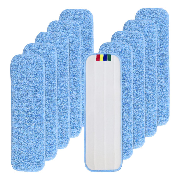 Replacement Microfiber Pad Fit for Rubbermaid Commercial 18 Inch Mop Head - 10 Pack Update Wrapping Wet & Dry Commercial Cleaning Reusable Refills Fit for Any Microfiber Flat Mop System 18"