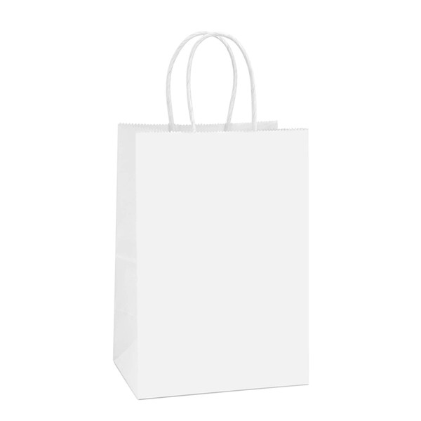 BagDream Gift Bags with Handles 5.25x3x8 Inch Small White 100 Pack Bulk
