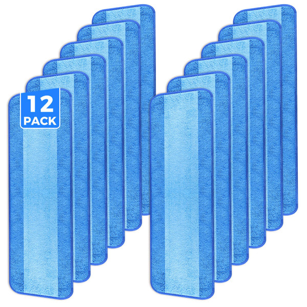 12-Pack 18 Inch Microfiber Mop Pads Compatible with Bona, Washable Reusable