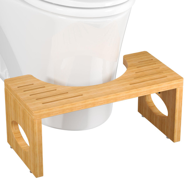 ROMGUAR CRAFT 7 Inch Bamboo Toilet Stool, Foldable Poop Stool, Bathroom Step Stool Squat (Natural)